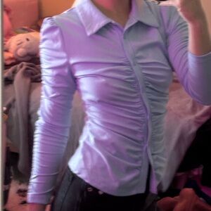 Women's light blue button up blouse